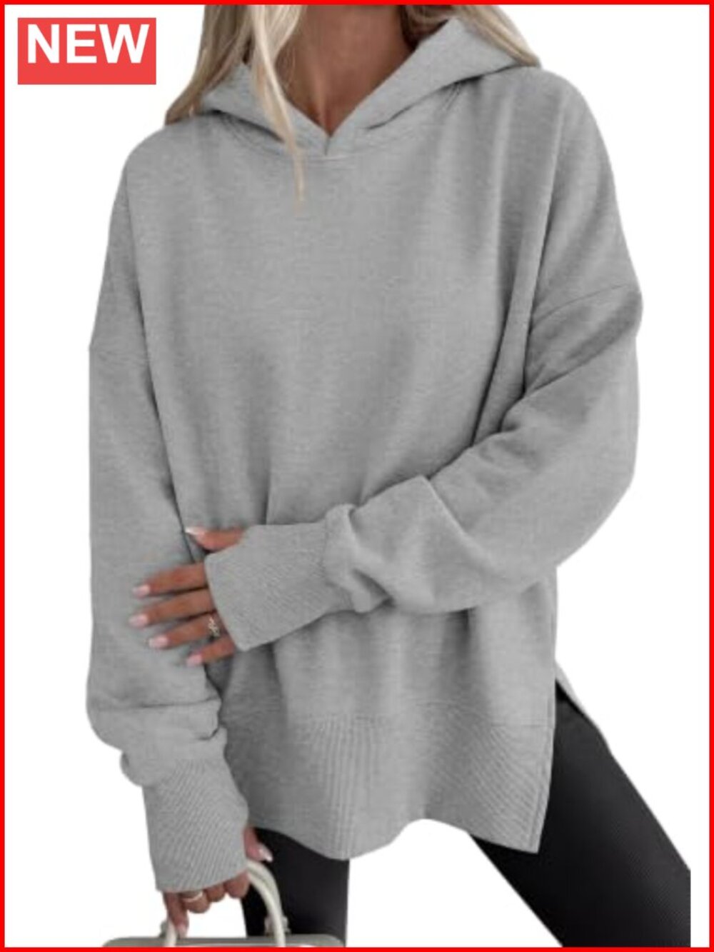 Oversized Hoodie Side Slit Sweatshirt Thumbholes Tunic Leggings Pullover